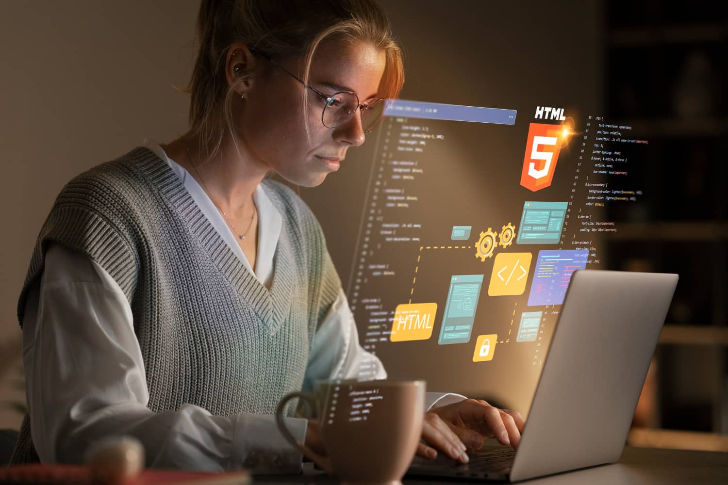 Medium Shot Woman Working Laptop (1)